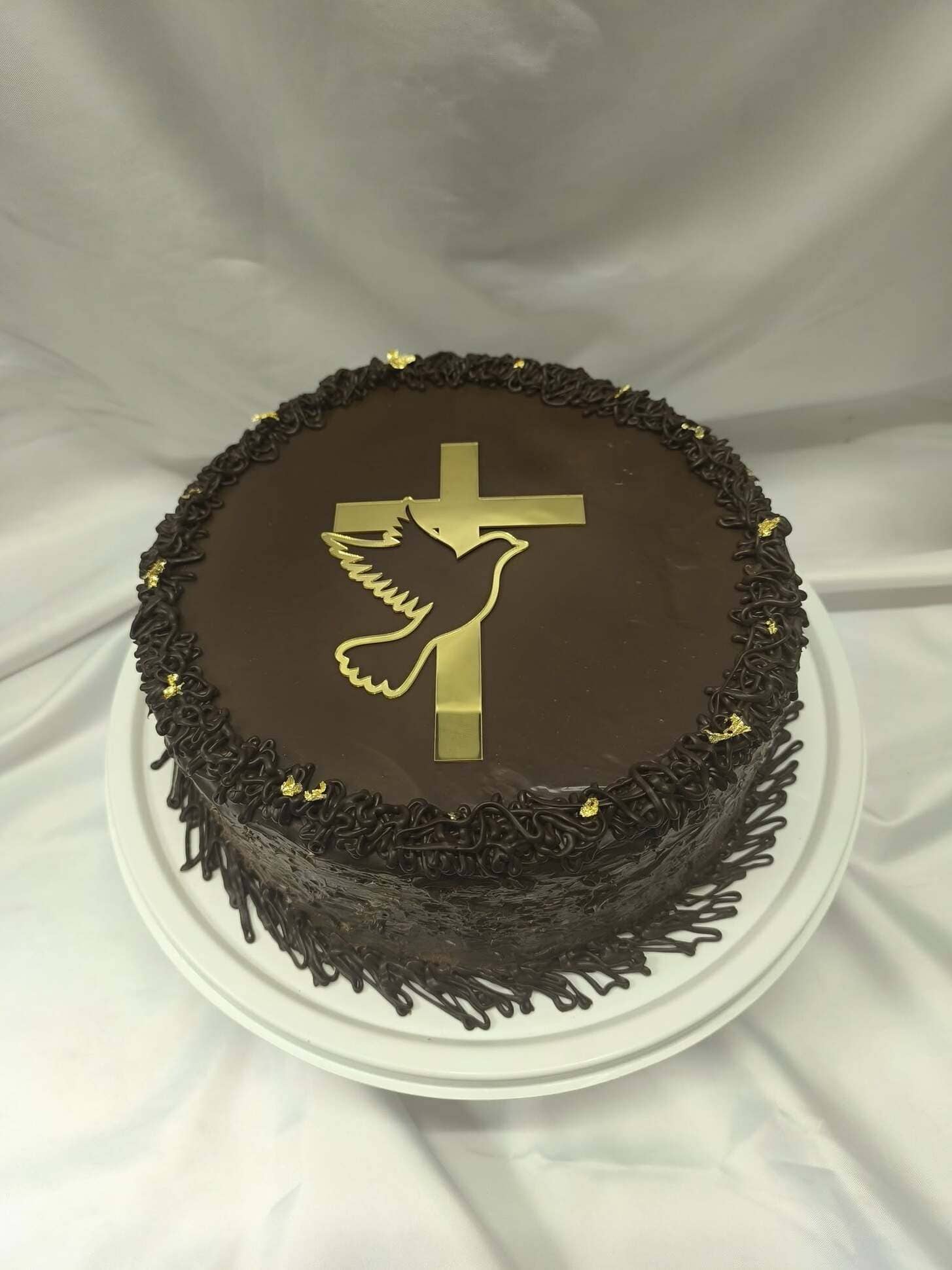torta, pričest, čokoladna, križ, golubica