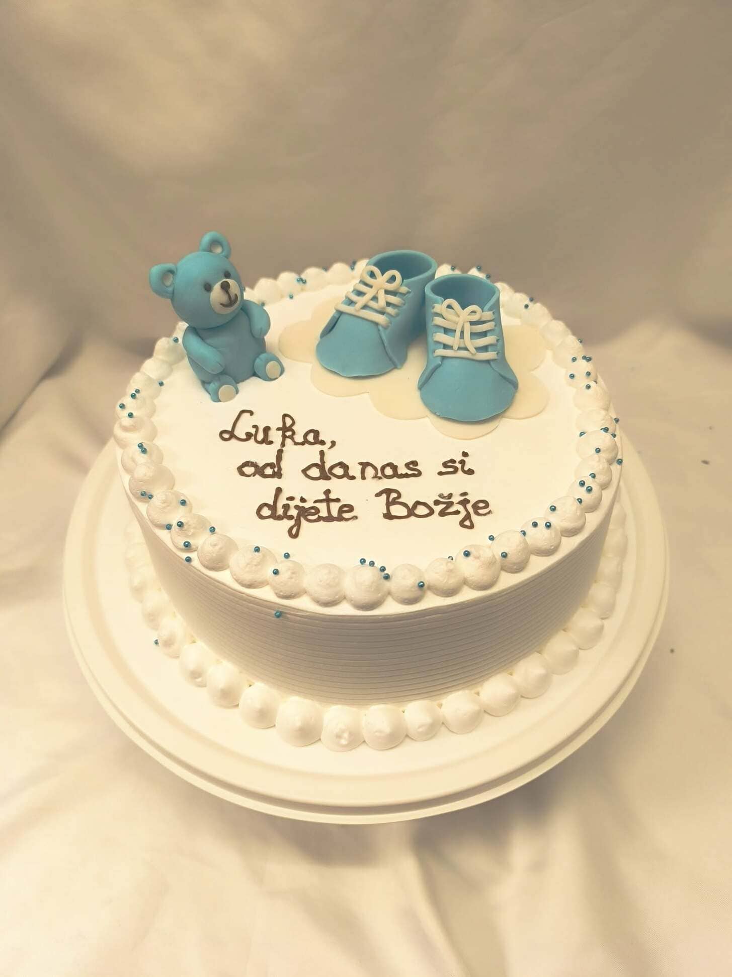 torta krštenje, cipelice, medo