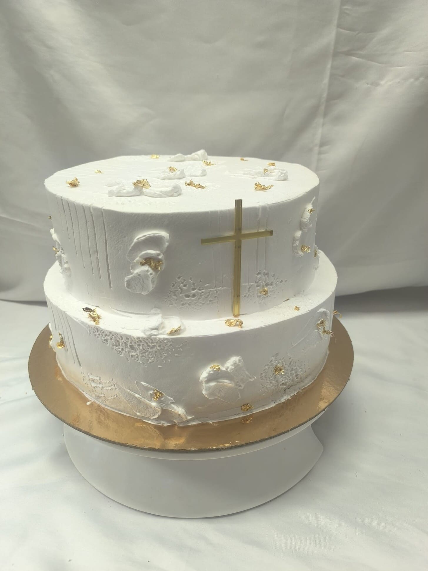 torta, bijela, zlatno, križ, jednostavno